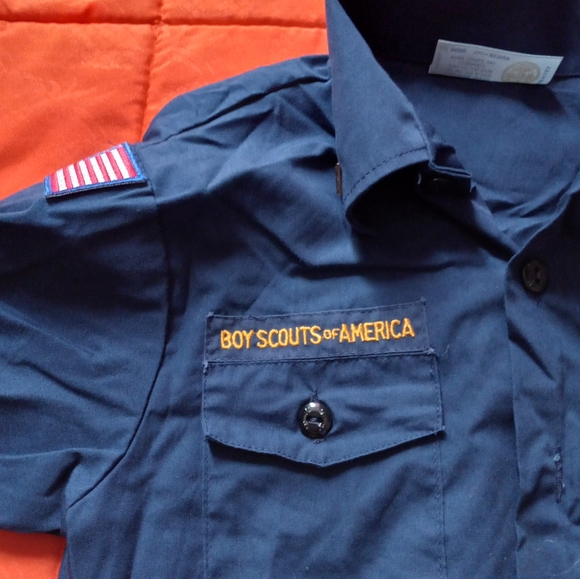 BOY SCOUTS OF AMERICA UNIFORM SHIRT WITH PATCHES, SIZE YOUTH MEDIUM Blue - Picture 4 of 6